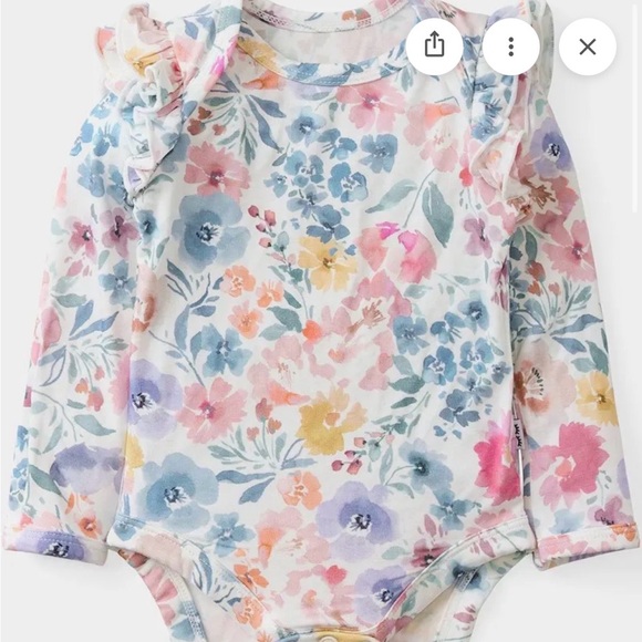 RuffleButts Pink Floral Ruffle Matching Set - Picture 5 of 6